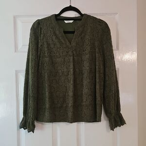 Simplee Apparel Olive Green Lace Blouse